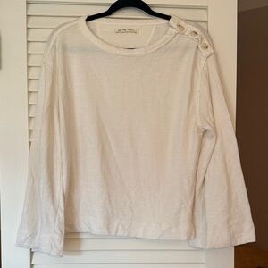 We The Free by Free People Ivory Button Shoulder Long Sleeve Top – Size XS